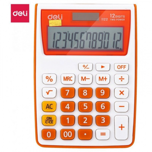 Калькулятор настольный Deli E1122/ OR оранжевый 12-разр. (E1122/OR)