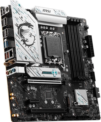 Материнская плата/ MB MSI INTEL B760 s1700, 4xDDR5(256GB), 2xHDMI 2.1/2xDP, 2xPCIe 4.0x16, 1xPCIe 3.0, 1xLAN (2.5GbE), Wi-Fi, BT, 4xSATA 6Gb/s, 2xM.2, 4xUSB 3.2, 2xUSB 2.0, 1xPS/2, mATX (B760M GAMING PLUS WIFI) фото 3