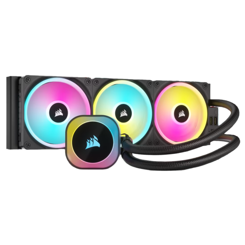 Система жидкостного охлаждения/ Water Cooling System Corsair iCUE LINK H150i RGB (360mm, Black, RGB/ Fans: 3x120mm, 63.1CFM, 37dBA, 2400RPM/ Rad thickness 27mm/ S: 1851, 1700, 1200, 115X, AM5, AM4) (CW-9061003-WW)