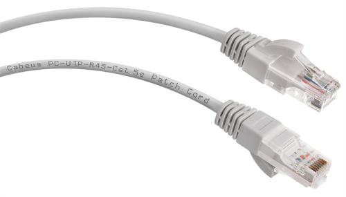 Cabeus PC-UTP-RJ45-Cat.5e-3m-LSZH Патч-корд U/  UTP, категория 5е, 2xRJ45/  8p8c, неэкранированный, серый, LSZH, 3м