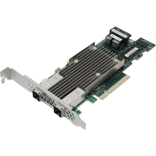 RAID-контроллер Broadcom 9480-8I8e SGL (05-50031-00008 / 03-50031-15010) PCIe 3.1 x8 LP, SAS/SATA/NVMe, RAID 0,1,5,6,10,50,60, 16port(2 * int SFF8643 + 2 * ext SFF8644), 4GB Cache, 3516ROC RTL {5},