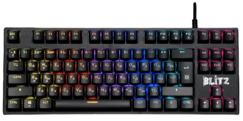 DEFENDER BLITZ чёрная игровая клавиатура (OUTEMU BLUE switches, USB, радужная подсветка, 87 кл., GK-240L) (45240)