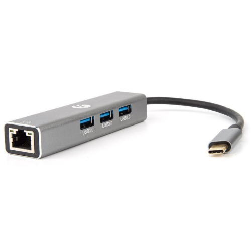 Кабель-концентратор/ Кабель-концентратор USB 3.1 Type-Cm --> RJ-45+3port USB3.0(f) Aluminum Shell VCOM <DH311A>