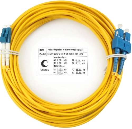 Патч-корд Cabeus FOP(D)-9-LC-SC-20M 2x9/125 OS2 LC дуплекс-SC дуплекс 20м LSZH желтый