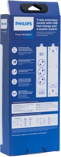 Сетевой фильтр Philips CHP4336WB/ 51 3м (3 розетки) белый (коробка) (CHP4336WB/51) фото 3