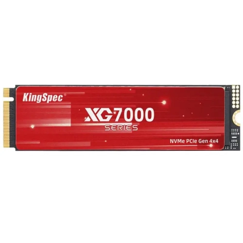 Твердотельный накопитель/ Kingspec SSD XG7000 2280, 512GB, M.2(22x80mm), NVMe, PCIe 4.0 x4, 3D NAND, R/W 7200/4400MB/s, IOPs 630 000/390 000, TBW 300, DWPD 0.89, with Heat Sink (3 года) (XG7000-512 2280)