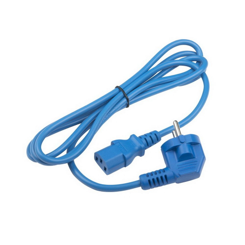 Сетевой кабель Hyperline PWC-IEC13-SHM-1.8-BL Кабель питания компьютера (Schuko+C13) (3x0.75), 10A, угловая вилка, 1.8м, цвет синий (ПВС-АП-3*0,75-250-S22C13-10-1,8 ГОСТ 28244-96)