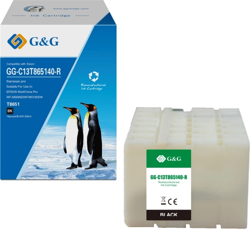 Картридж струйный G&G GG-C13T865140-R T8651 черный (200мл) для Epson WF Pro WF-M5690DWF/ M5190DW
