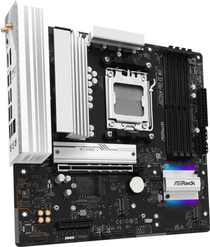 Материнская плата ASROCK A620AM Pro RS WiFi, AM5, A620, 4*DDR5, 4*SATA, 3*M.2, 4*USB 2.0, 4*USB 3.2, Type-C, 2*PCIx16, 1*M.2 (Key E), HDMI+DP, mATX фото 4