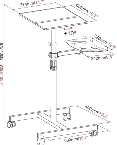 Стол для проектора Cactus CS-VM-PT01T напольная фото 7