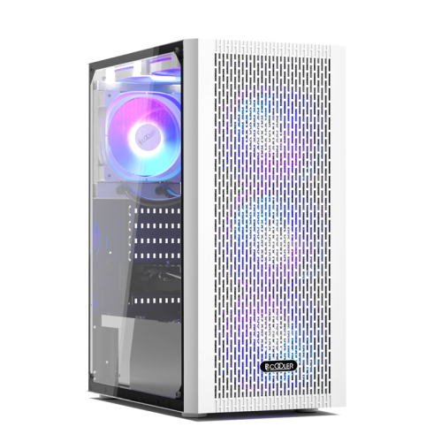 Корпус без блока питания/ Case PCCooler MA100 MESH WH, Midi-Tower, TG, Mesh, 3x120mm ARGB, 1xUSB-A 3.0 + 2xUSB-A 2.0, ATX, mATX, mITX White