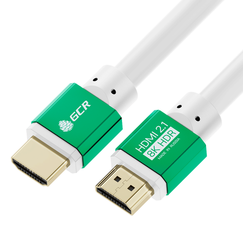 GCR PRO Кабель 5.0m HDMI 2.1, белый, Ultra HD 8K 60Hz, 4K 144Hz, динамический HDR, 4:4:4, 48.0 Гбит/с, 3Х экран с армированием, GCR-57291