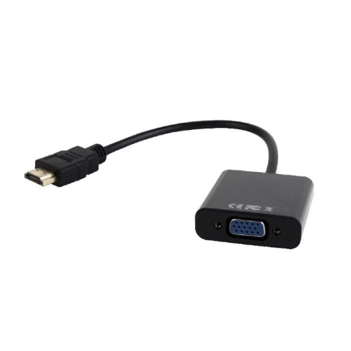 *Bion Переходник с кабелем HDMI - VGA+Audio, 19M/ 15F + miniJack 3.5mm, длина кабеля 15см, черный [BXP-A-HDMI-VGA-03]