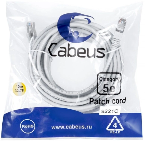 Cabeus PC-FTP-RJ45-Cat.5e-20m-LSZH Патч-корд F/ UTP, категория 5е, 2xRJ45/ 8p8c, экранированный, серый, LSZH, 20м