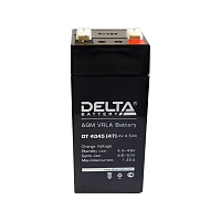 Батарея DELTA серия DT, DT 4045 (47mm), напряжение 4В, емкость 4.6Ач (разряд 20 часов), макс. ток разряда (5 сек.) 60А, макс. ток заряда 1.35А, свинцово-кислотная типа AGM, клеммы F1, ДxШxВ 47х47х101 (DT 4045 (47 MM))