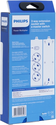Сетевой фильтр Philips CHP2135WB/ 51 3м (3 розетки) белый (коробка) (CHP2135WB/51) фото 3
