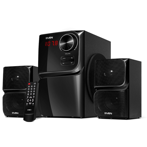 SVEN MS-305 черный { акуст. система 2.1, FM-тюнер, USB/ SD, дисплей, ПДУ, Bluetooth, мощн. 20 Вт+2х10 Вт, чёрн} (SV-013615)