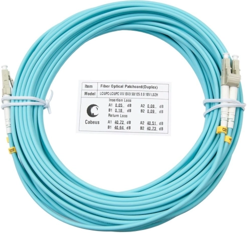 Патч-корд Cabeus FOP-50-LC-LC-20M 2x50/125 OM3 LC дуплекс-LC дуплекс 20м LSZH бирюзовый