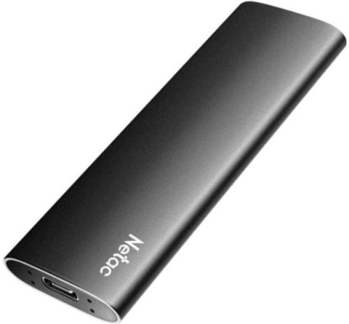 Netac Z SLIM Black 500GB USB 3.2 Gen 2 Type-C External SSD, R/ W up to 550MB/ 480MB/ s,with USB-C to USB-A cable and USB-A to USB-C adapter 3Y wty (NT01ZSLIM-500G-32BK)