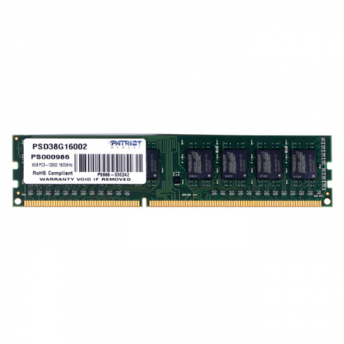 Модуль памяти Patriot DDR3 8GB DIMM PC3-12800 1600MHz CL11 1.5V RTL (PSD38G16002)