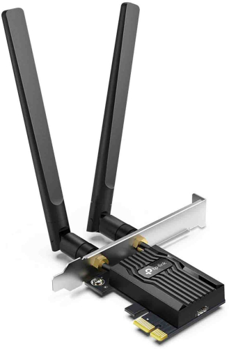 TP-Link ARCHER TX55E, AX3000 Двухдиапазонный адаптер Wi-Fi 6 Bluetooth PCI Express, до 574 Мбит/ с на 2,4 ГГц + до 2402 Мбит/ с на 5 ГГц, 2 антенны с высоким коэффициентом усиления