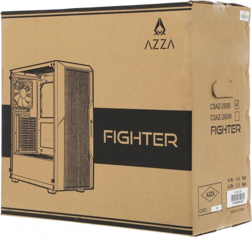 Корпус Azza FIGHTER черный без БП ATX 4x120mm 2xUSB2.0 1xUSB3.0 audio bott PSU (CSAZ-290 FIGHTER) фото 10