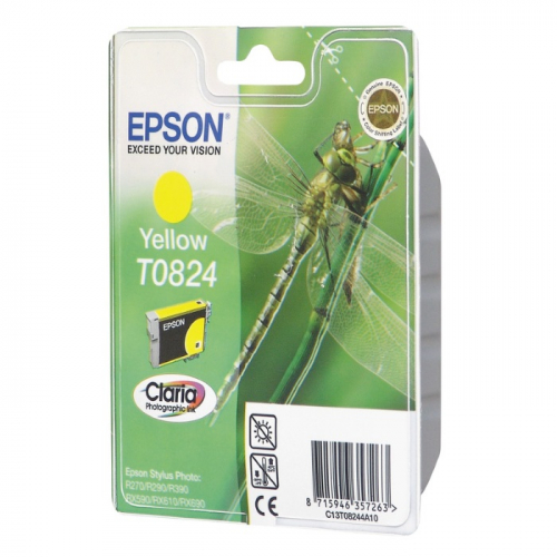 Картридж струйный Epson T0824, желтый, 480 стр., для ST R270/R290/RX590 (C13T11244A10)