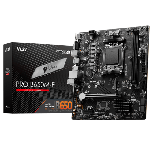 Материнская плата MSI PRO B650M-E B650, AM5, 2*DDR5, 1*PCIEx16, 1*PCIEx1, 1*M.2, 6*USB3.2Gen1, 6*USB2.0, 4*SATA3.0, 1G, VGA, HDMI, M-ATX, RTL