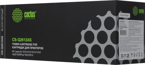 Картридж лазерный Cactus CS-Q2612AS Q2612A черный (2000стр.) для HP LJ 1010/1012/1015/1018/1020/1020Plus/1022/3015/3020 фото 2