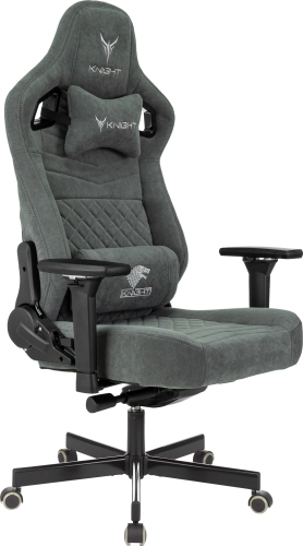 Кресло игровое Knight Hunter серый Alfa 44 искусственная замша крестов. металл (KNIGHT HUNTER ALFA44)