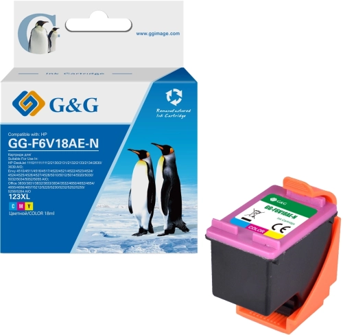 Картридж струйный G&G GG-F6V18AE-N 123XL голубой/ пурпурный/ желтый (18мл) для HP DJ 1210/ 1212/ 1212/ 2130/ 2131/ 2132/ 2133/ 2134/ 2630/ 3639 AIO;Envy 4510/ 4512/ 4516/ 4517/ 4520/ 4521/ 4522/ 4523/ 4524/ 4524/ 4525/ 4526/ 4527/ 4528/ 5010/ 5012/ 5014/
