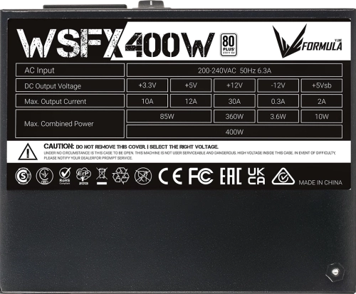 Блок питания Formula SFX 400W WSFX-400 80+ white (20+4pin) APFC 80mm fan 3xSATA RTL фото 5