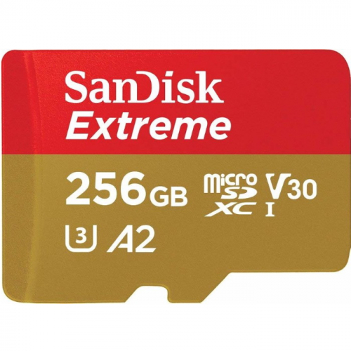 Карта памяти microSD 256GB SanDisk microSDXC Class 10 UHS-I A2 C10 V30 U5 Extreme (SD адаптер) 160MB/s (SDSQXA1-256G-GN6MA)