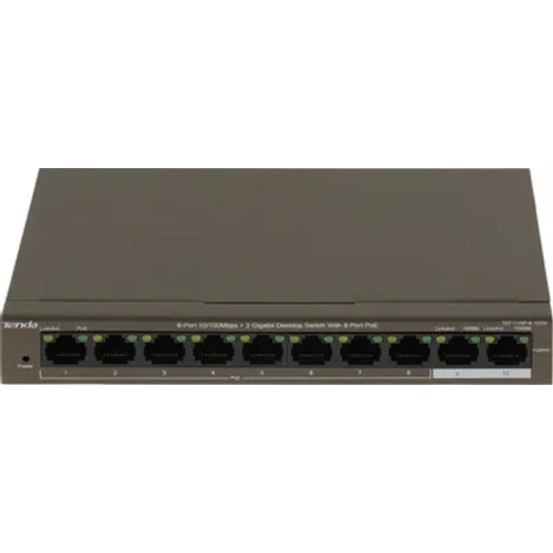 IP-COM F1110P-8-102W Коммутатор неуправляемый PoE, 10 портов, 10x100 Мбит/ с, 2x1 Гбит/ с, PoE 8х99 Вт, настольный фото 2