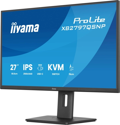 Монитор Iiyama 27 ProLite XB2797QSNP-B1 черный IPS LED 16:9 HDMI M/M матовая HAS Piv 350cd 178гр/178гр 2560x1440 75Hz DP 2K USB 9.7кг фото 4