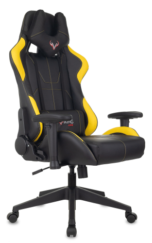 Кресло игровое Zombie VIKING 5 AERO черный/желтый эко.кожа с подголов. крестов. пластик (VIKING 5 AERO YELLOW)