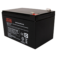 Батарея POWERCOM PM-12-12, напряжение 12В, емкость 12А*ч, макс. ток разряда 180А, макс. ток заряда 3.6А, свинцово-кислотная типа AGM, тип клемм T2(250)/T1(187), размеры (ДхШхВ) 151х95х99 мм, 3.5кг/ Battery POWERCOM PM-12-12, voltage 12V, capacity 12A*h, m