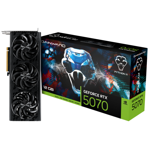 Видеокарта Gainward RTX5070 PYTHON III 12GB GDDR7 192bit 3xDP HDMI 3FAN RTL (NE75070019K9-GB2050T)