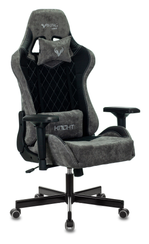Кресло игровое Zombie VIKING 7 KNIGHT Fabric черный ткань/ эко.кожа с подголов. крестов. металл (VIKING 7 KNIGHT B)