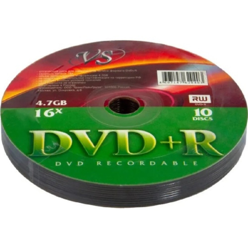 Диски VS DVD+R 4,7 GB 16x Shrink/ 10 (VSDVDPRS1001)