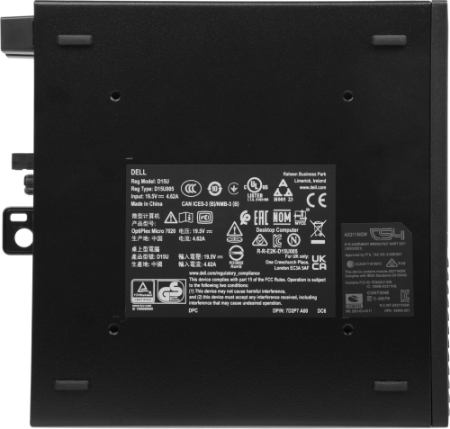 Компьютер Dell Optiplex 7020 Micro i5 14500T (1.7) 8Gb SSD256Gb UHDG 770 Linux Ubuntu GbitEth WiFi BT 90W мышь клавиатура черный (7020-5860) фото 4