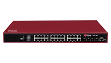 Qtech Управляемый коммутатор уровня L2+ с поддержкой PoE 802.3af/ at, 24 порта 10/ 100/ 1000BASE-T PoE, 4 порта 100/ 1000BASE-X SFP, 4K VLAN, 8K MAC адресов, консольный порт, встроенный БП разъем питания (QSW-4610-28T-LPOE-AC REV.2C)