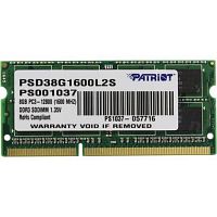 Модуль памяти Patriot 8GB DDR3L PC12800 1600MHz SODIMM CL11 1.35V RTL (PSD38G1600L2S)