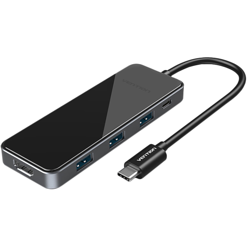 Мультифункциональный хаб Vention USB-C > HDMI v2.0/ 3xUSB 3.0 OTG/ PD (THPBB)