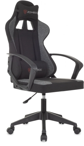Кресло игровое Zombie Carry черный/ серый с подголов. крестов. пластик пластик черный (ZOMBIE CARRY BGREY)