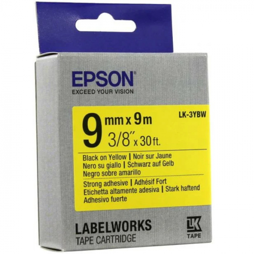 Лента Epson тип LK-3YBW текст - черный, лента - желтая 9/9 мм для LabelWorks LW-300,LW-400, LW-400VP (C53S653005)