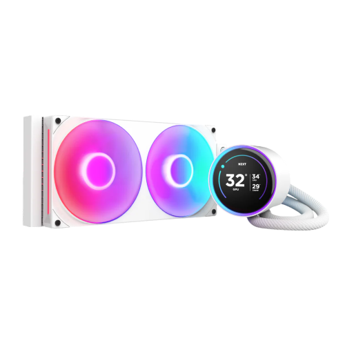 Система жидкостного охлаждения для ПК/ Water Cooling System NZXT Kraken Elite 280 RGB (250W, 280mm, LED temp., White/ Fans: 2x140mm, 98.61CFM, 34.5dBA, 2000RPM/ Pump height 65mm, 2800RPM, Rad thicknes (RL-KR28E-W2)