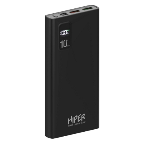 Внешний аккумулятор Hiper Fast 10000, 10000mAh, 5A QC PD, 2xUSB (FAST 10000 BLACK)