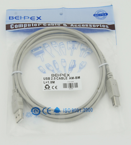 Кабель USB A(m) USB B(m) 1.8м (218998) серый фото 2