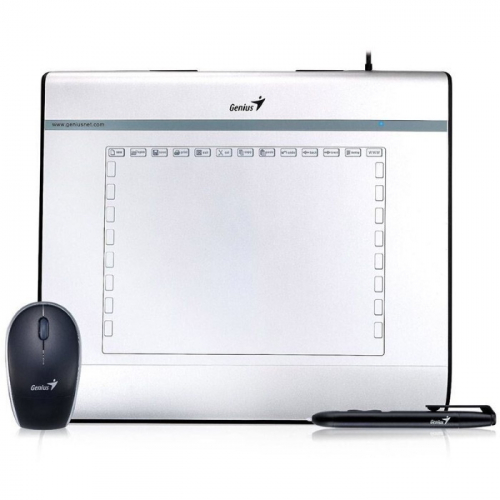 Графический планшет Genius MousePen I608X, A5, 200x150 мм, 2540 lpi, 1024 уровня чувствительности, USB, Mouse, Silver (31100060101)